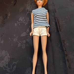 Barbie Fashion Queen doll with total bubble cut wig and black label blue top